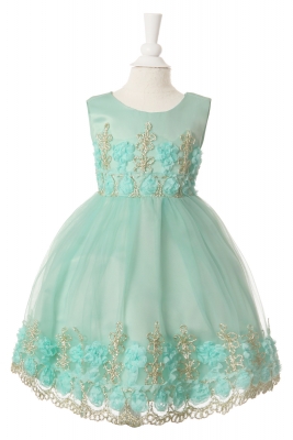 Girls Dress Style 10005 - Gorgeous Sleeveless Infant Dress with Floral Applique Details